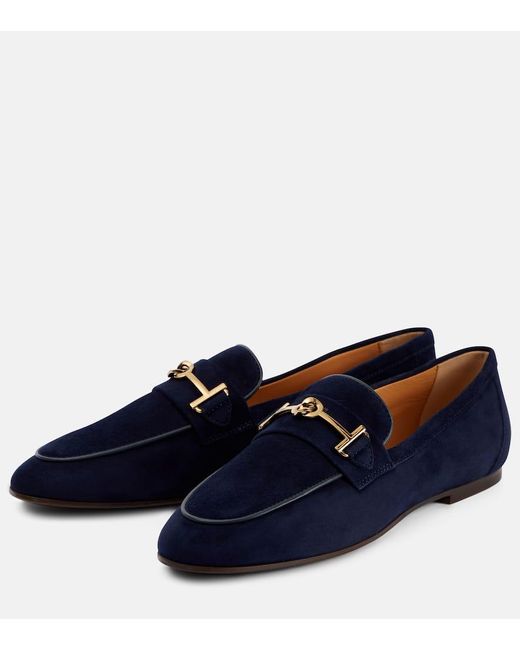 Tod's Blue Suede Loafers