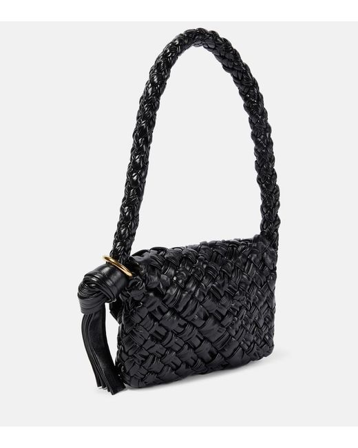 Bottega Veneta Black Kalimero Città Gathered Intrecciato Leather Shoulder Bag