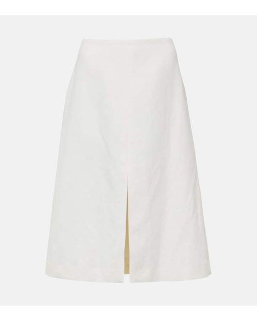 Falda de gabardina de lino y algodon Dries Van Noten de color White