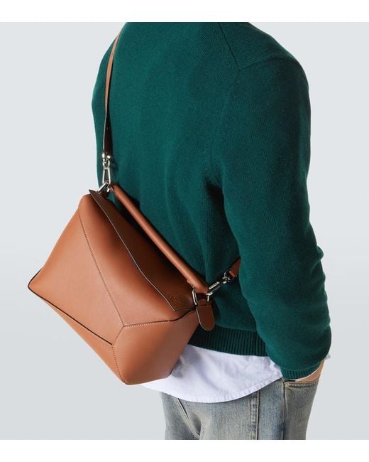 Loewe Brown Puzzle Small Leather Shoulder Bag for men