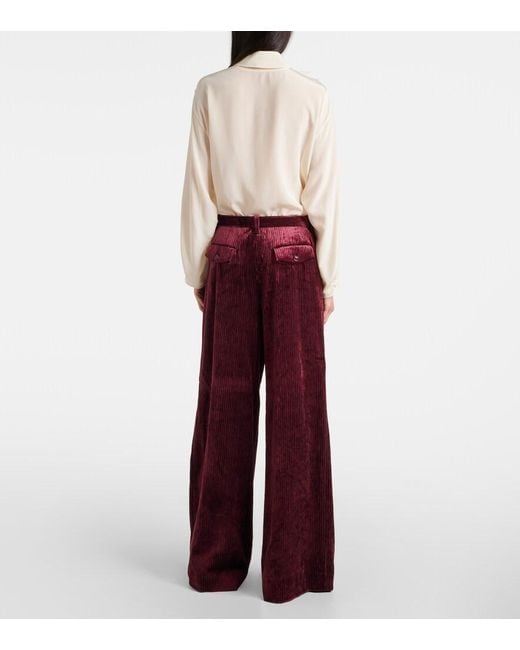 Dorothee Schumacher Purple Mid-Rise Corduroy Wide-Leg Pants