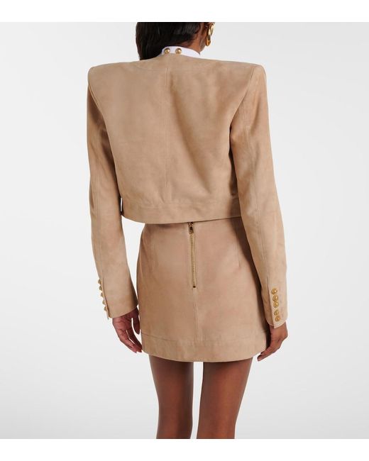 Balmain Natural Suede Cropped Jacket