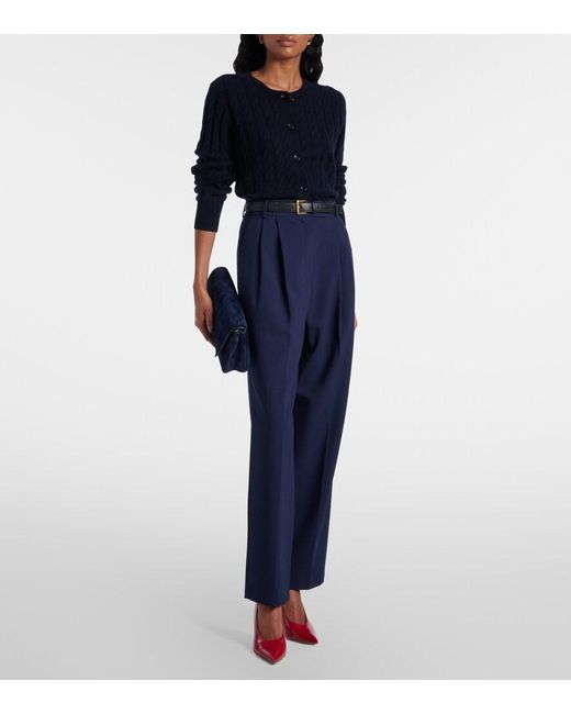 Jardin Des Orangers Blue Cable-Knit Wool And Cashmere Cardigan