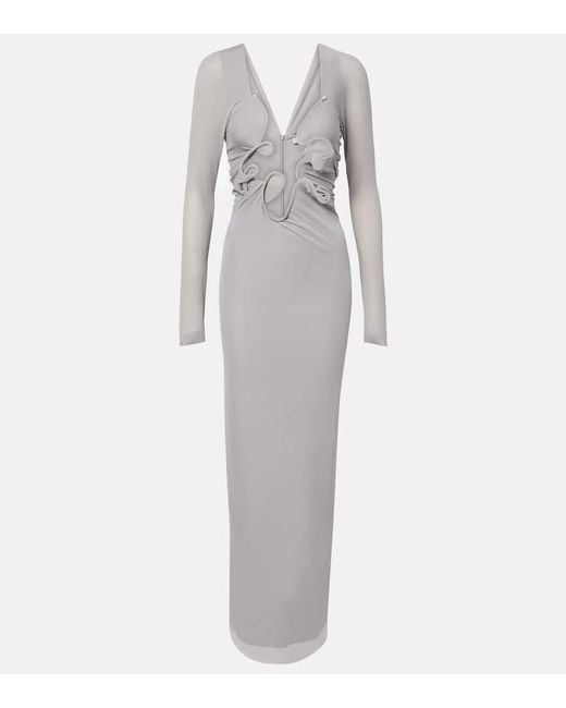 Christopher Esber Gray Maxikleid Molded Venus Aus Mesh