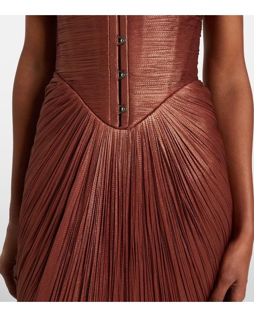 Maria Lucia Hohan Red Susie Silk Bustier Gown