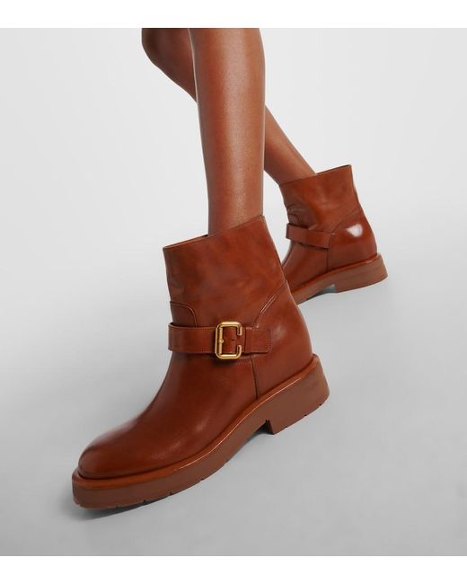 Chloé Brown Coddington Leather Biker Boots