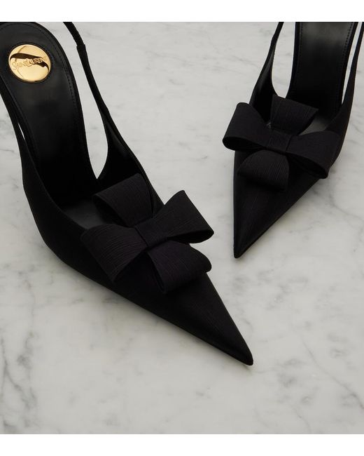 Saint Laurent Black Slingback-Pumps Tea Aus Satin