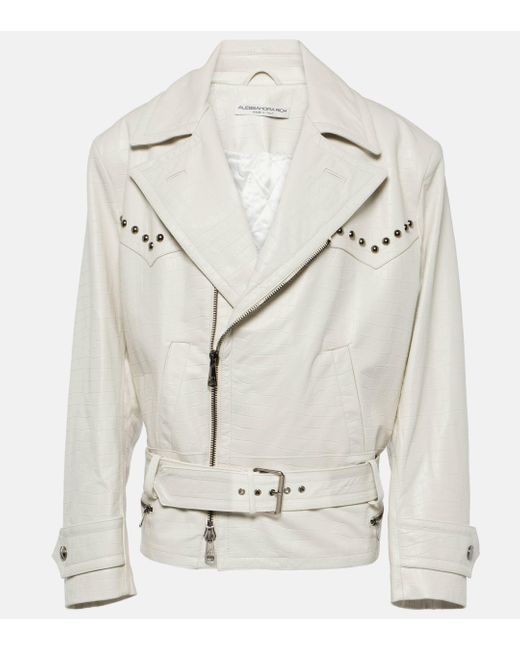 Alessandra Rich White Croc-effect Leather Jacket