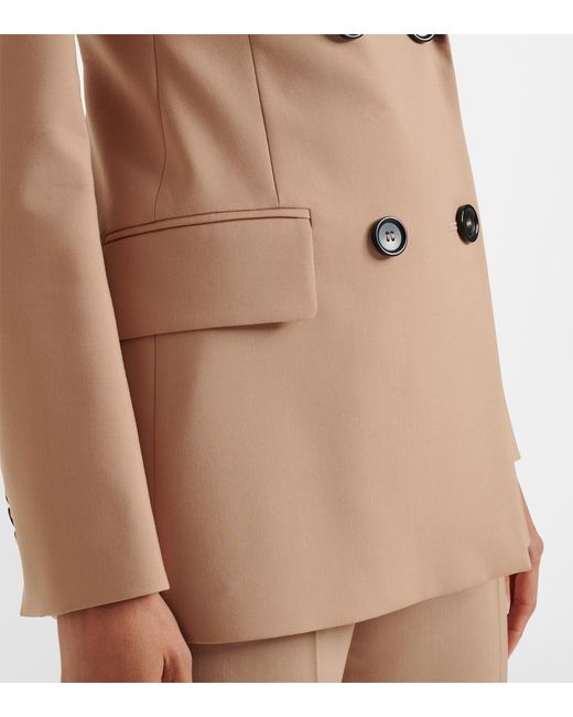 Sportmax Natural Double-Breasted Virgin Wool Blazer