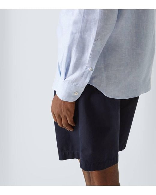 Fedeli Blue Linen Shirt for men