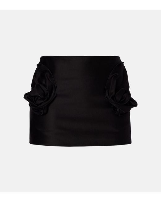 Magda Butrym Black Floral-Applique Cotton Miniskirt