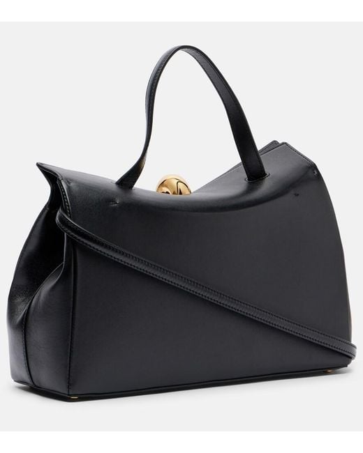 Jacquemus Black Valerie Medium Leather Top-Handle Bag