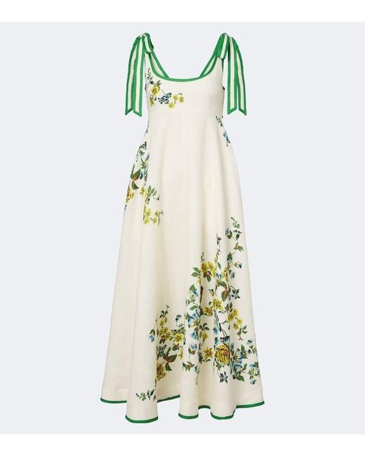 ALÉMAIS Green Phyllis Floral Linen Maxi Dress