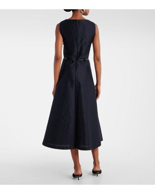 Max Mara Blue Lyon Cotton And Silk-Blend Cloque Midi Dress