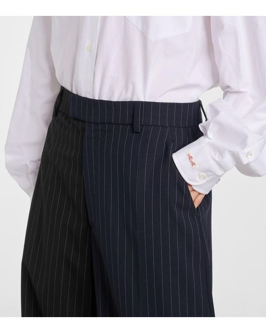 Vetements Blue Pinstripe Wool Wide-Leg Pants