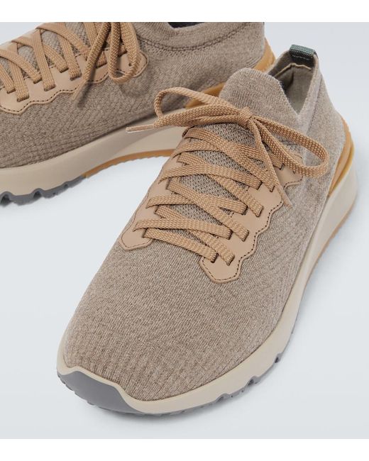 Brunello Cucinelli Gray Knit Sneakers for men