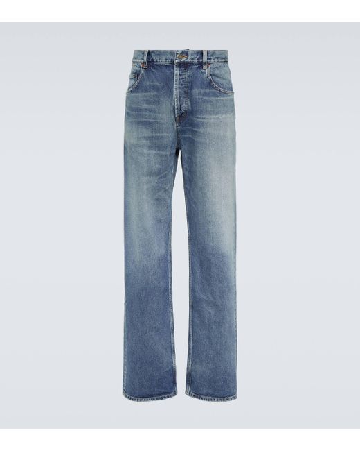 Saint Laurent Blue Corduroy Wide-leg Jeans for men