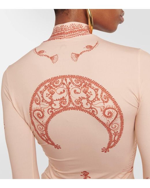 Top in jersey rigenerato a stampa di MARINE SERRE in Blue