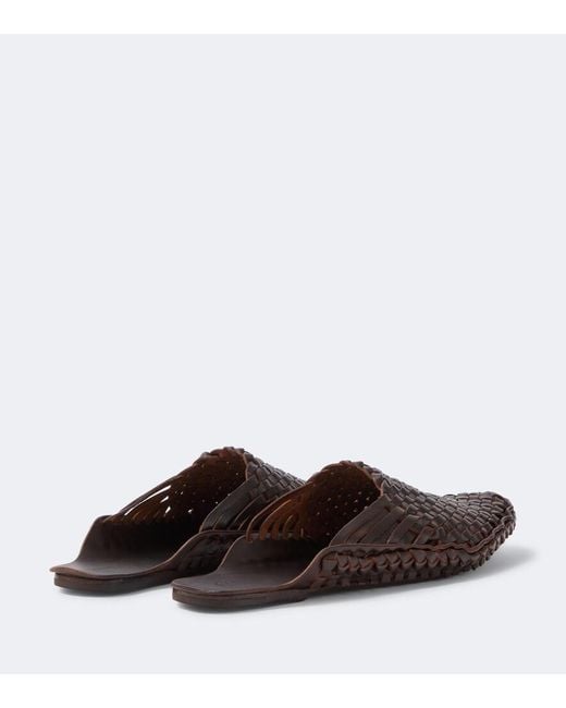 The Row Brown Woven Leather Slip-On Shoes for men