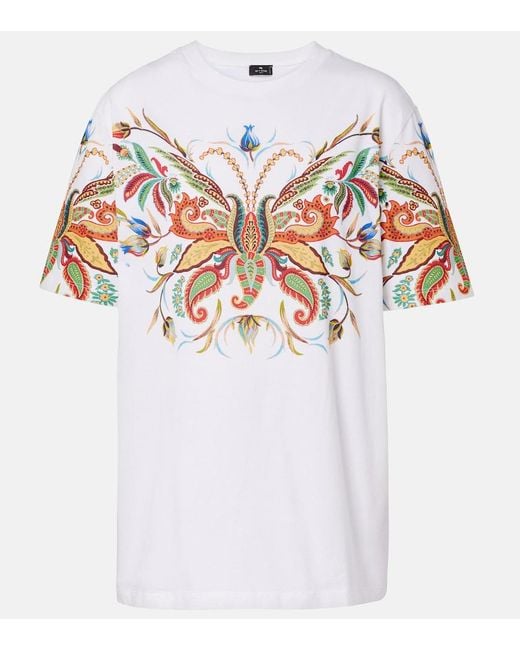 Etro White Printed Cotton Jersey T-Shirt