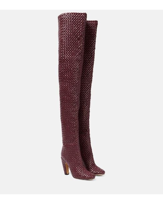 Bottega Veneta Red Canalazzo Leather Over-The-Knee Boots