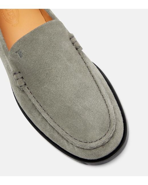 Tod's Gray Suede Loafers