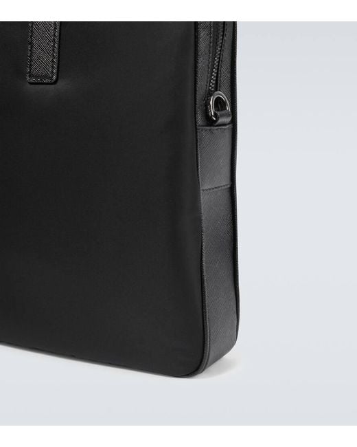 Prada Black Re-Nylon Leather-Trimmed Briefcase for men