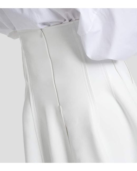 Norma Kamali White Grace Faux Leather Maxi Skirt