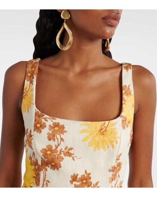 Faithfull The Brand Metallic Felice Floral Linen Minidress