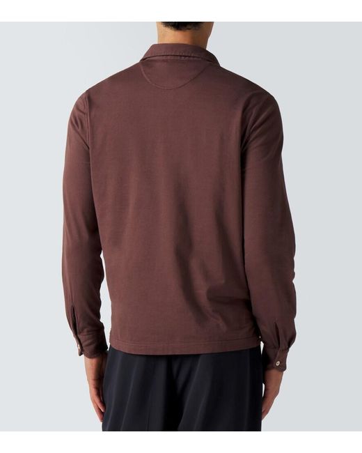 Fedeli Brown Cotton Pique Polo Shirt for men