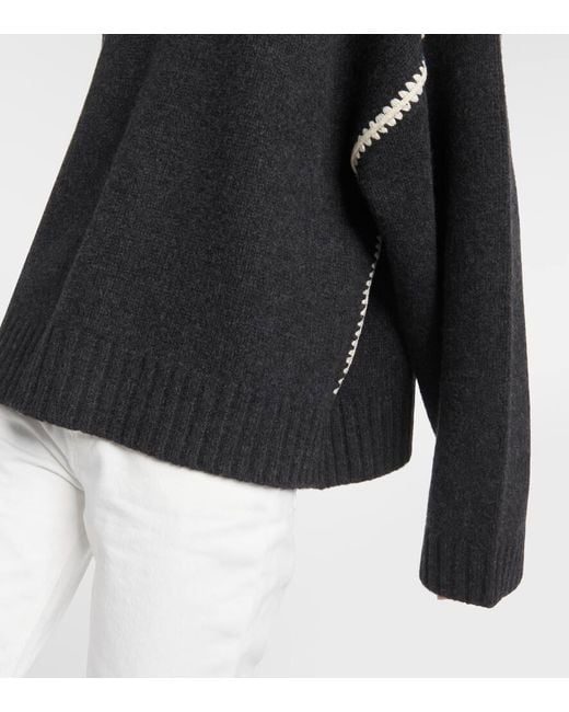 Totême  Black Embroidered Wool Jumper