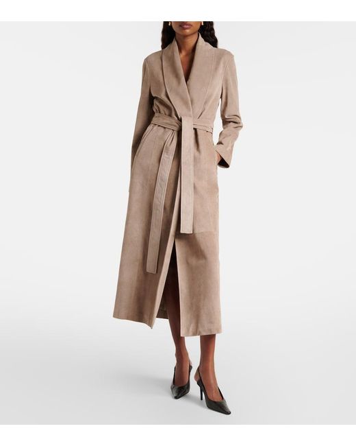 Nour Hammour Natural Gallery Suede Coat