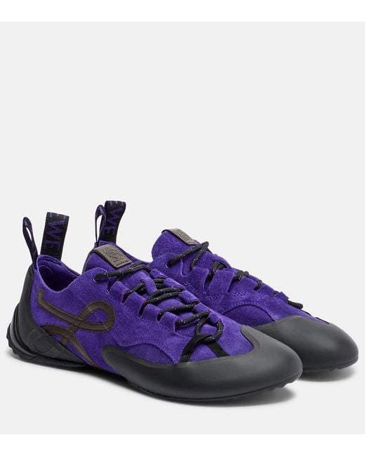 Loewe Blue Grip Anagram Suede Sneakers