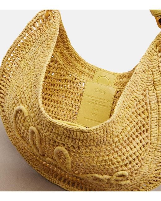 Chloé Yellow Summer Banana Raffia Shoulder Bag