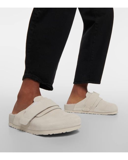 Birkenstock White X Tekla Nagoya Suede Slippers