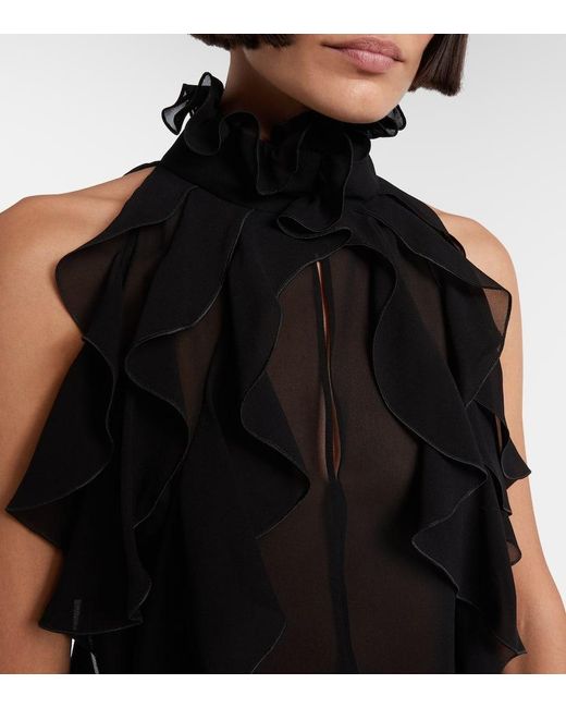 Alexander McQueen Black Top Aus Seide