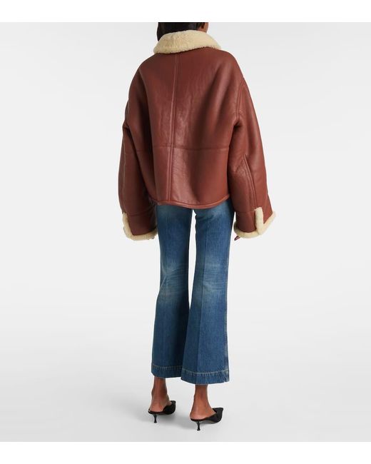 Victoria Beckham Red Lederjacke Mit Shearling