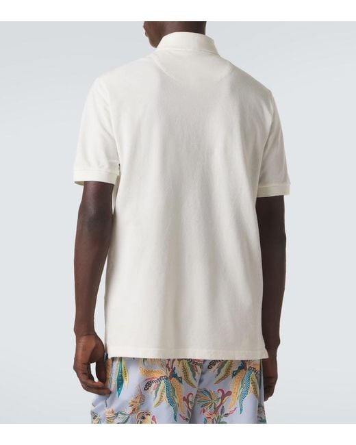 Etro White Pegaso Cotton Pique Polo Shirt for men