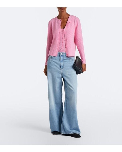 Eres Pink Gourmandise Pointelle Wool-Blend Bodysuit