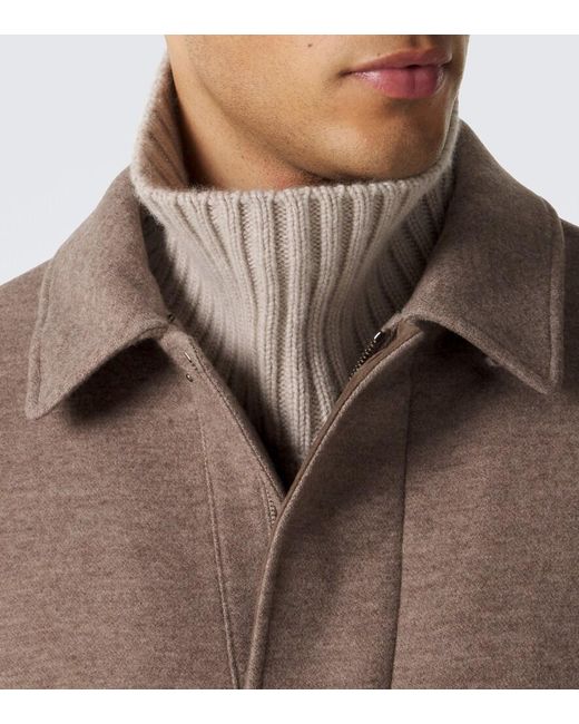 Canali Brown Shearling-Trimmed Wool And Cashmere Jacket for men