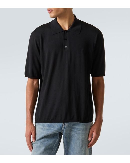 Saint Laurent Black Wool Polo Shirt for men