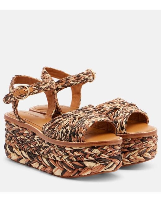 Robert Clergerie Brown Arty Raffia Platform Sandals