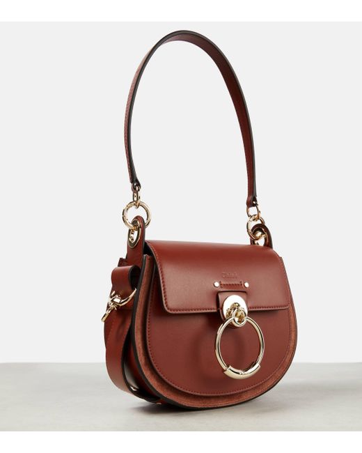 Chloé Brown Tess Small Suede-trimmed Leather Shoulder Bag