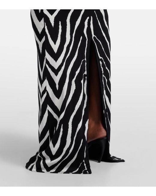 The New Arrivals Ilkyaz Ozel Black Zebra-Print Jersey Gown