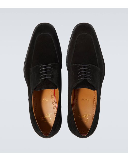 Christian Louboutin Black Davisol Suede Derby Shoes for men