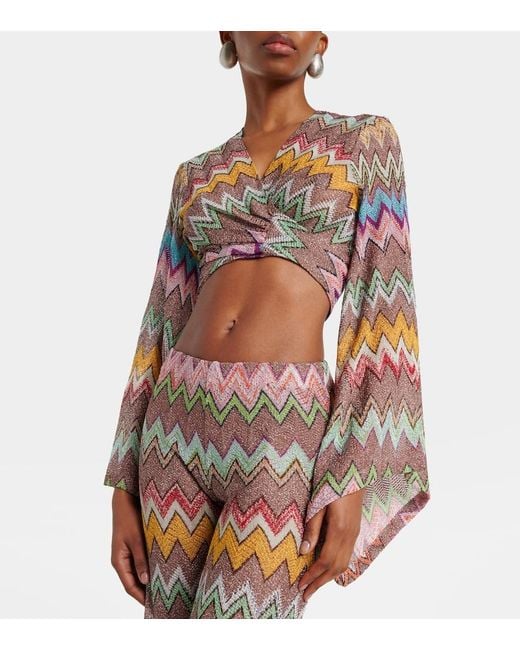 Missoni Multicolor Zigzag Lame Crop Top