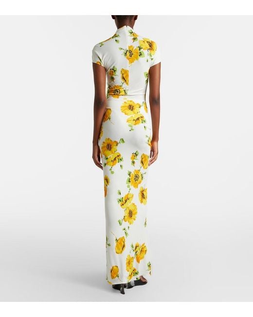 Alaïa Metallic Floral Ruched Jersey Maxi Dress