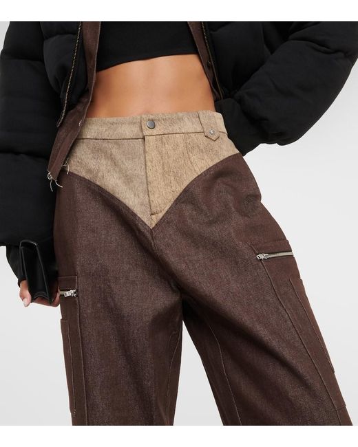 Pantalones Cargo Anchos De Tiro Alto DIDU de color Brown