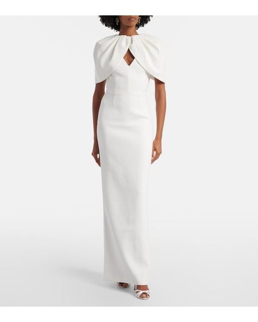 Rebecca Vallance White Bridal Cameron Caped Crepe Gown