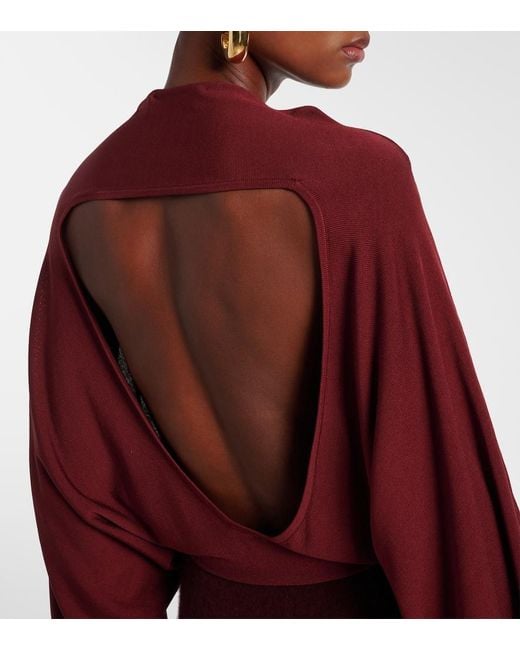 AYA MUSE Red Pine Caped Maxi Dress